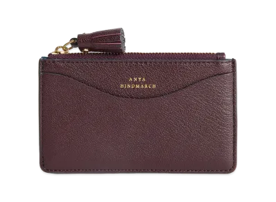 Anya Hindmarch Peeping Eyes Zipped Card Case "Burbundy"