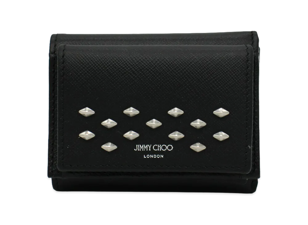 ジミーチュウ ラウンドファスナー スタースタッズ レザー ウォレット