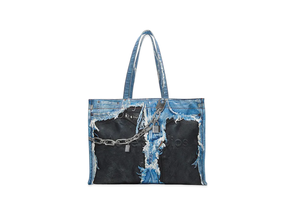 Acne Studios Trompe L'oeil Print Tote "Mid Blue"