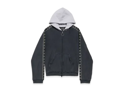 BALENCIAGA Stripe Patched Zip-Up Hoodie "Fade Black"