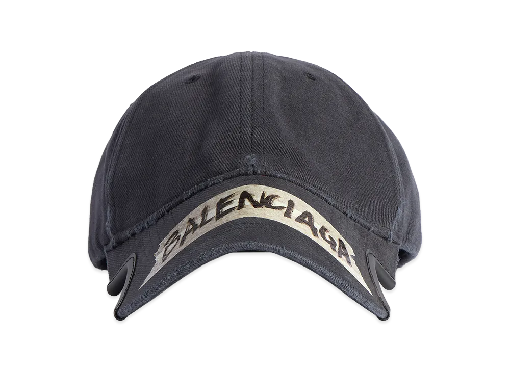 BALENCIAGA Masking Tape Cap "Washed Black"