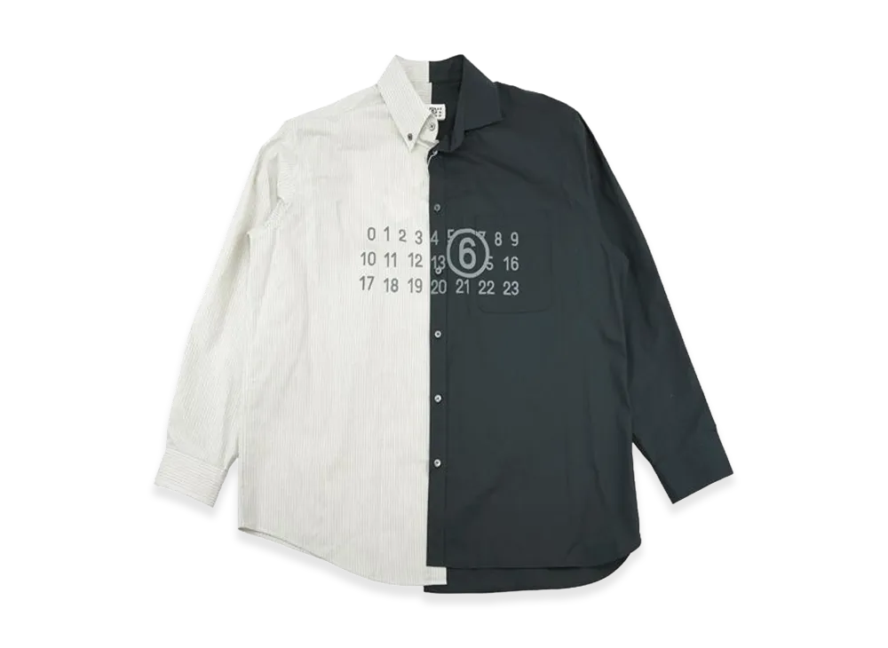 MM6 Maison Margiela Numeric Asimmetric Shirt "Black/White"