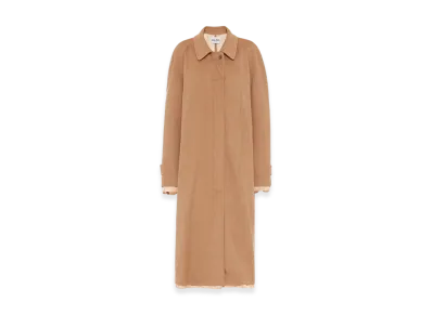 MIU MIU Women's Single Breasted Velour Camelhair Coat "Camel Brown"