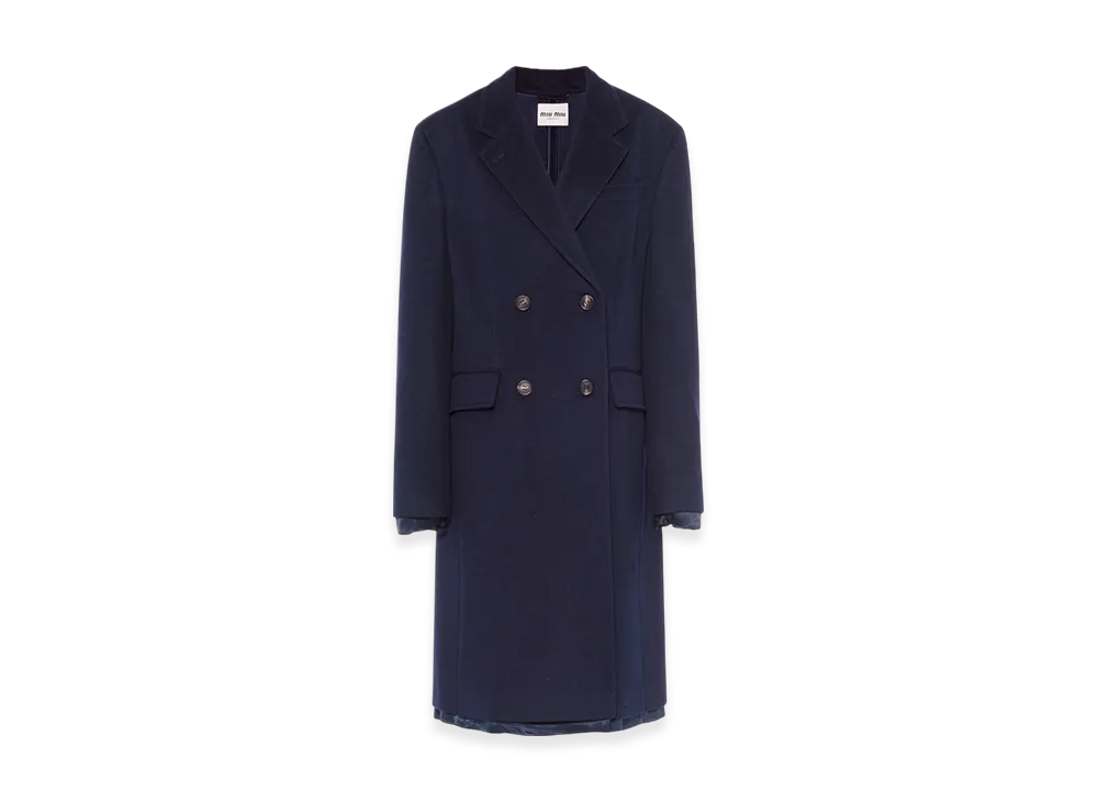 MIU MIU Women's Double Breasted Velour Coat "Blue"