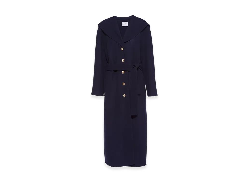 MIU MIU Women's Single Breasted Textured Wool Coat "Blue"