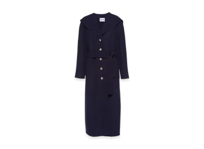 MIU MIU Women's Single Breasted Textured Wool Coat "Blue"