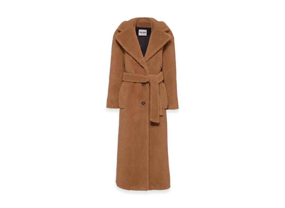 MIU MIU Women's Single Breasted Alpaca Coat "Camel Brown"