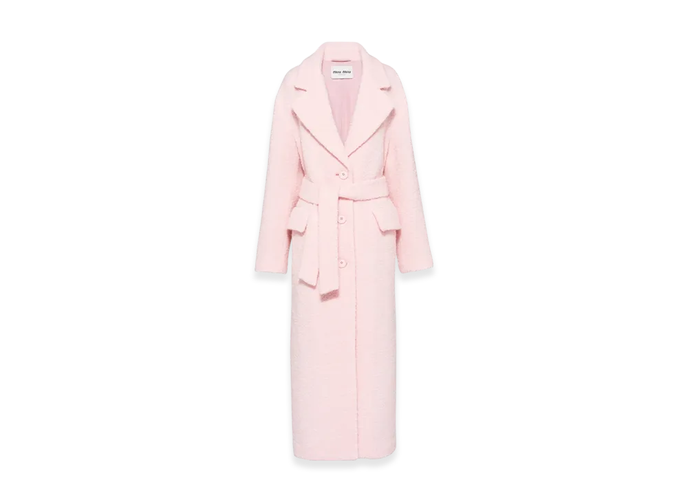 MIU MIU Women's Single Breasted Boucle Coat "Alabaster Pink"