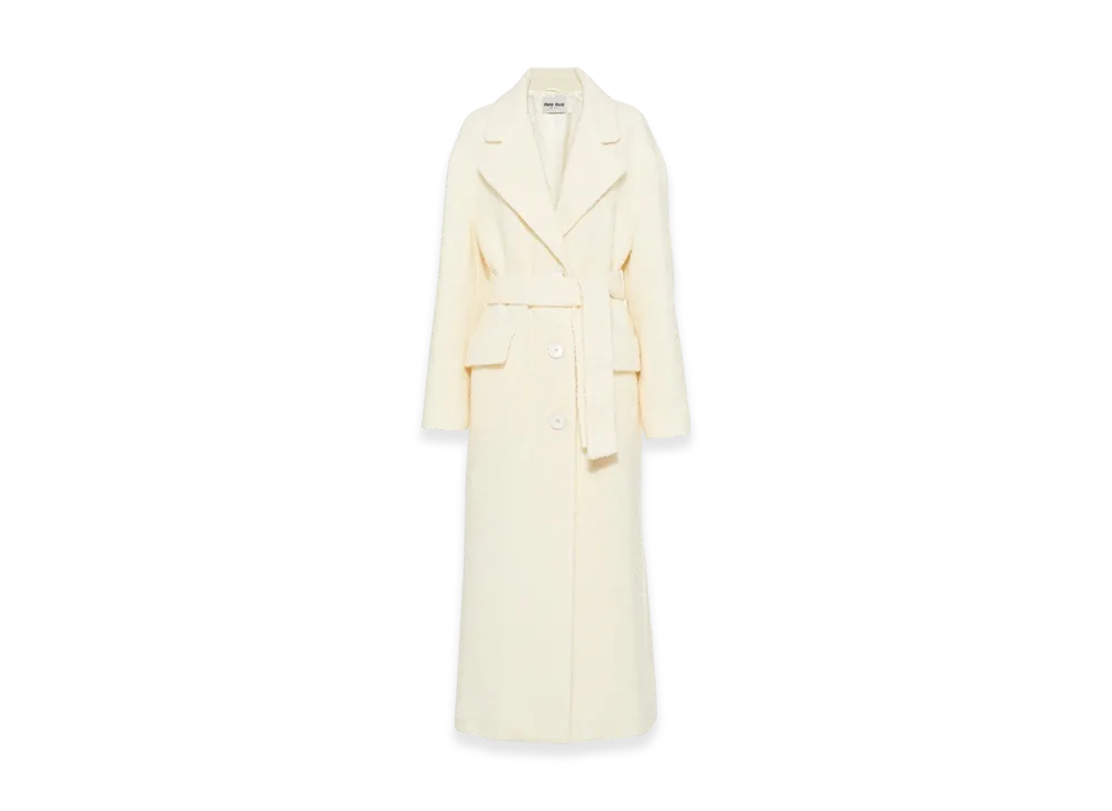 MIU MIU Women's Single Breasted Boucle Coat "White"