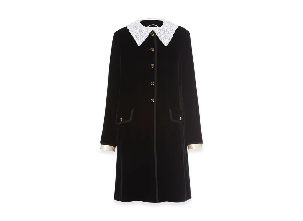 MIU MIU Women's Single Breasted Velvet Coat "Black"