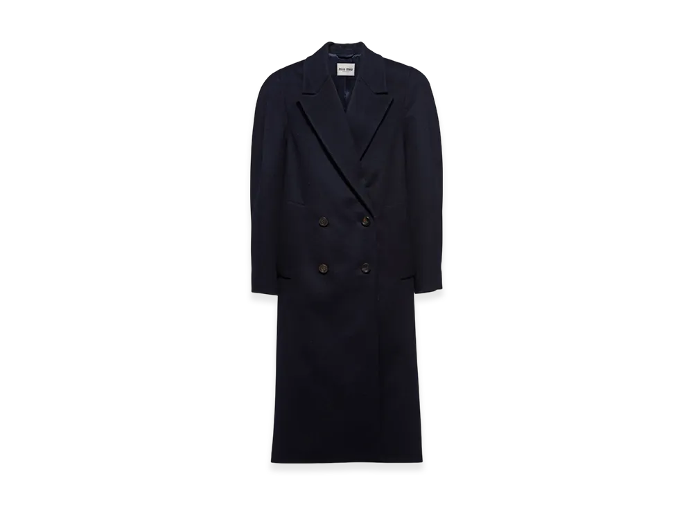 MIU MIU Women's Double Breasted Velour Coat "Blue"