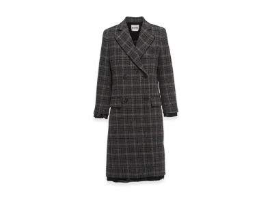 MIU MIU Women's Double Breasted Plaid Coat "Ebony"