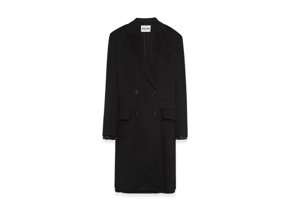 MIU MIU Women's Double Breasted Velour Coat "Black"