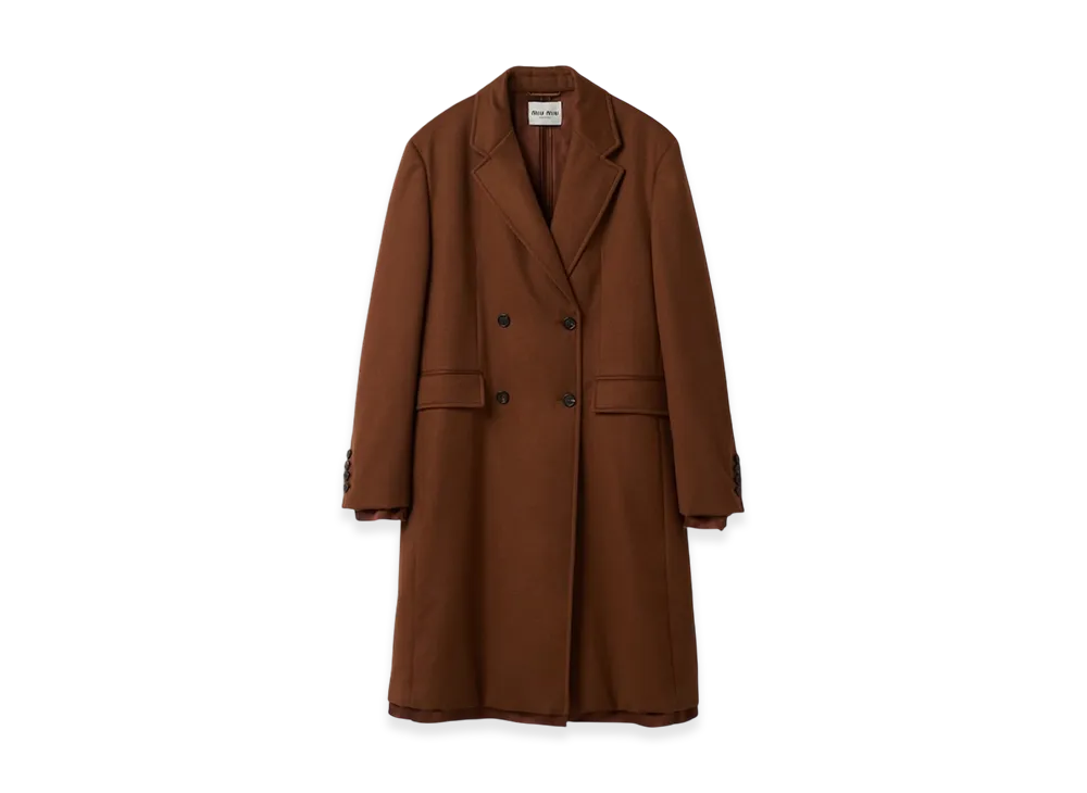 MIU MIU Women's Double Breasted Velour Coat "Tobacco"