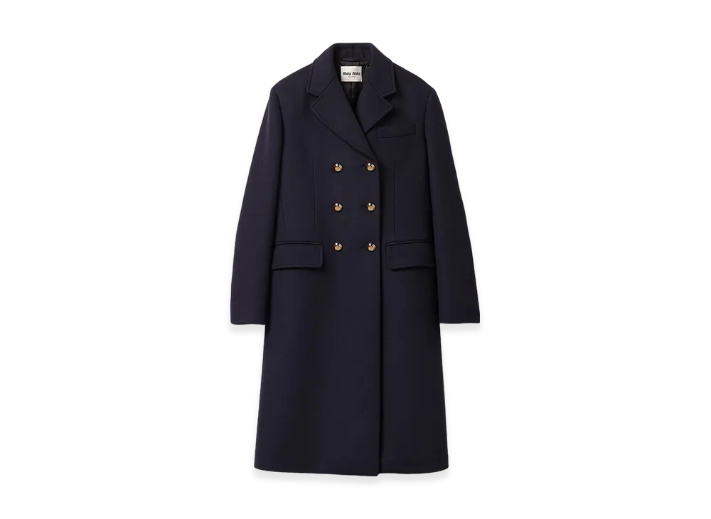 MIU MIU Women's Double-Breasted Cloth Coat "Navy"