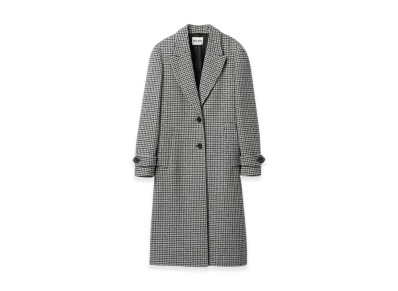 MIU MIU Women's Padded Single Breasted Houndstooth Check Coat "Gray/Black"