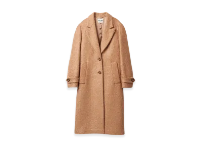 MIU MIU Women's Padded Single Breasted Tweed Coat "Camel Brown"