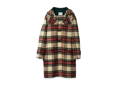 MIU MIU Women's Single Breasted Plaid Cloth Coat "Ivory"