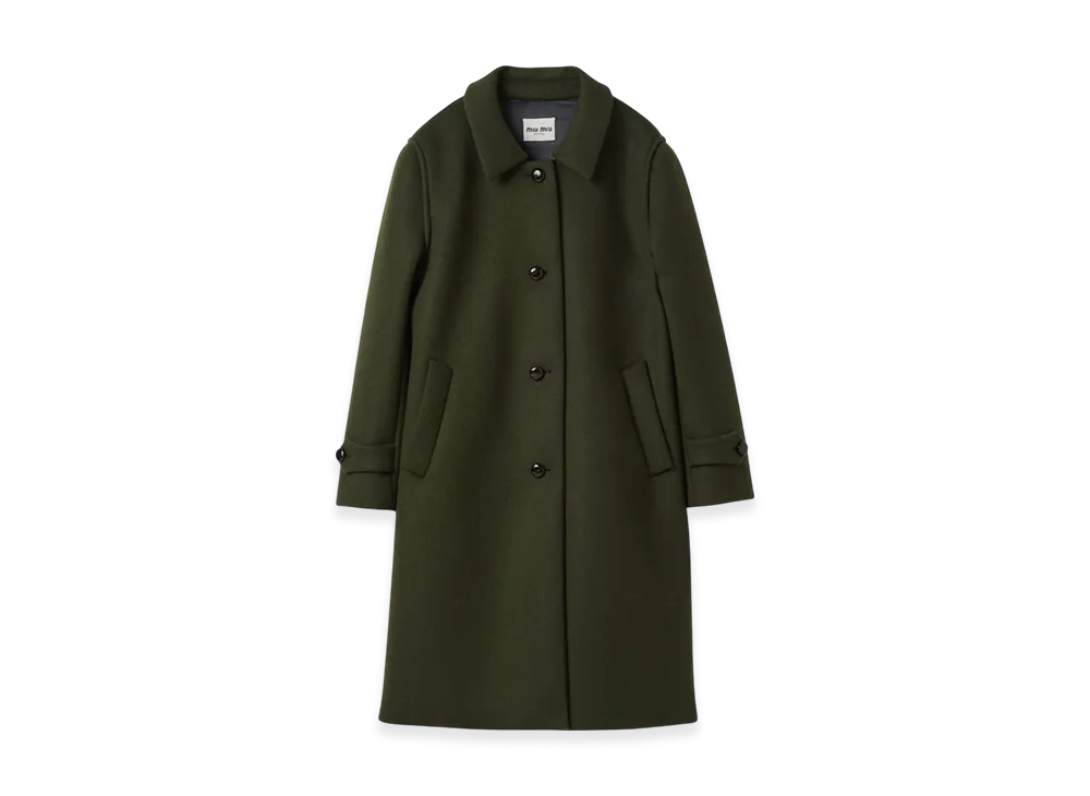MIU MIU Women's Single Breasted Loden Cloth Coat "Loden Green"