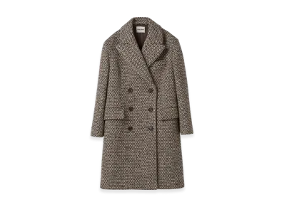MIU MIU Women's Double Breasted Boucle Coat "Cocoa Brown"