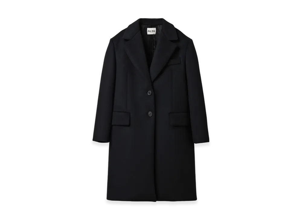 MIU MIU Women's Single Breasted Velour Coat "Black"
