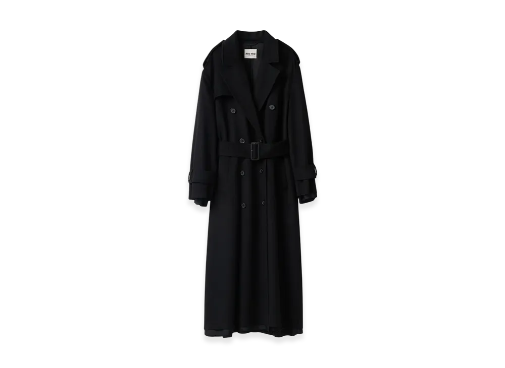 MIU MIU Women's Double Breasted Velour Coat "Black"