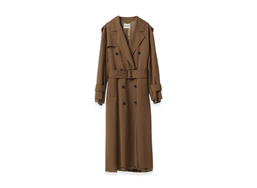 MIU MIU Women's Double Breasted Gabardine Coat "Cork Beige"