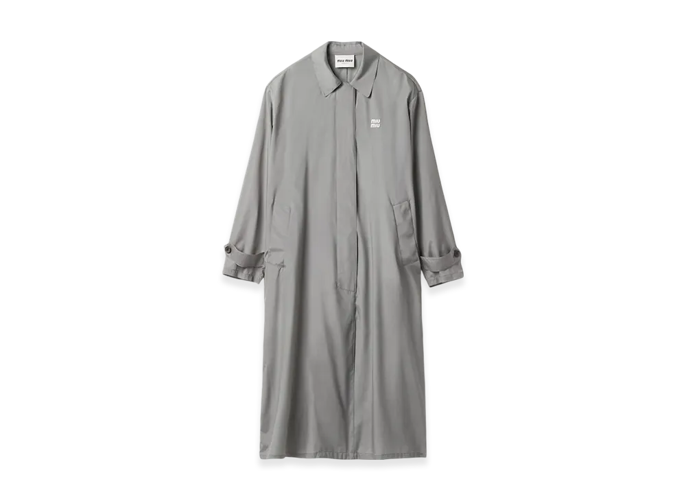 MIU MIU Women's Technical Silk Coat "Lead Grey"