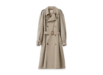 MIU MIU Double-Breasted Panama Cotton Trench Coat "Clay Grey"
