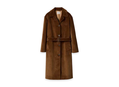 MIU MIU Women's Single-Breasted Corduroy Coat "Cinnamon"