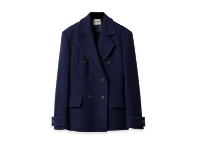 MIU MIU Women's Double-Breasted Double Wool Coat "Baltic Blue"