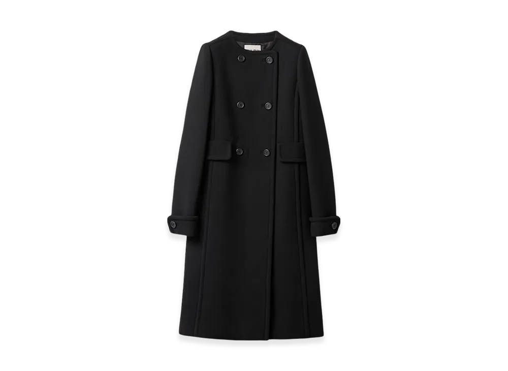 MIU MIU Women's Natte Toile Double-Breasted Coat "Black"