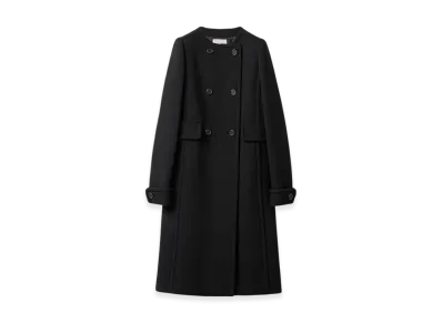 MIU MIU Women's Natte Toile Double-Breasted Coat "Black"