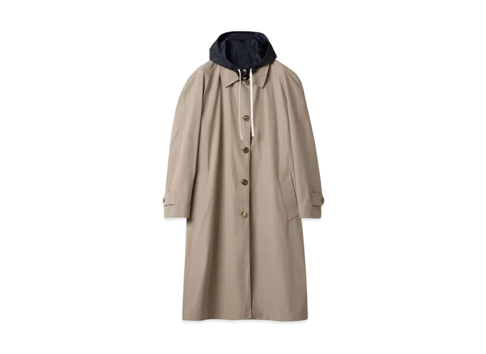 MIUMIU Women's Reversible Single-Breasted Panama Cotton and Technical Ponge Coat "Gray/Navy"