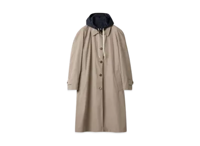 MIUMIU Women's Reversible Single-Breasted Panama Cotton and Technical Ponge Coat "Gray/Navy"