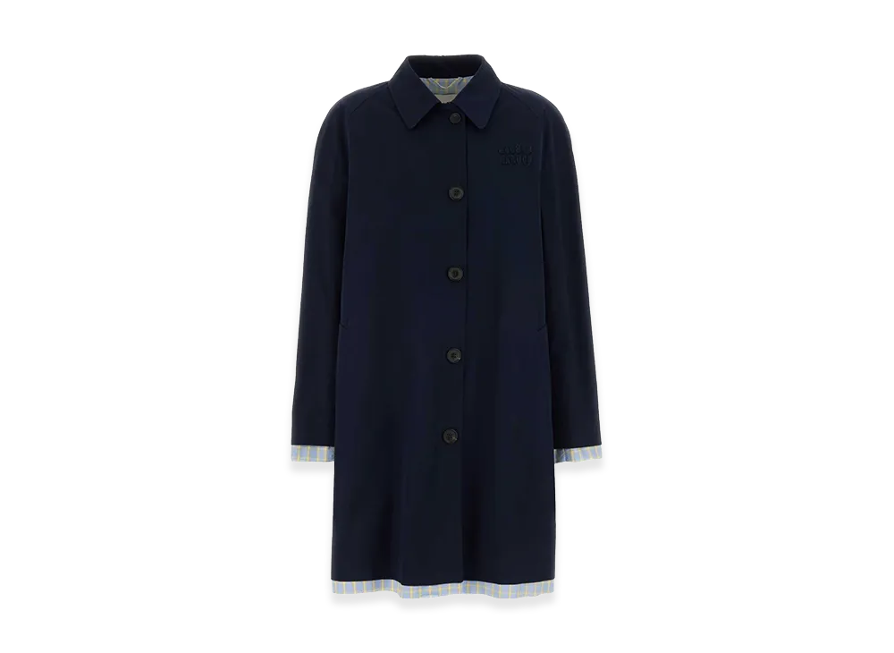 MIU MIU Women's Poplin Trench Overcoat "Dark Blue"