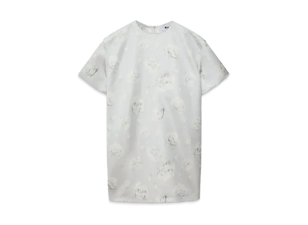 MSGM Duchesse Short Dress With Rose Print "White"