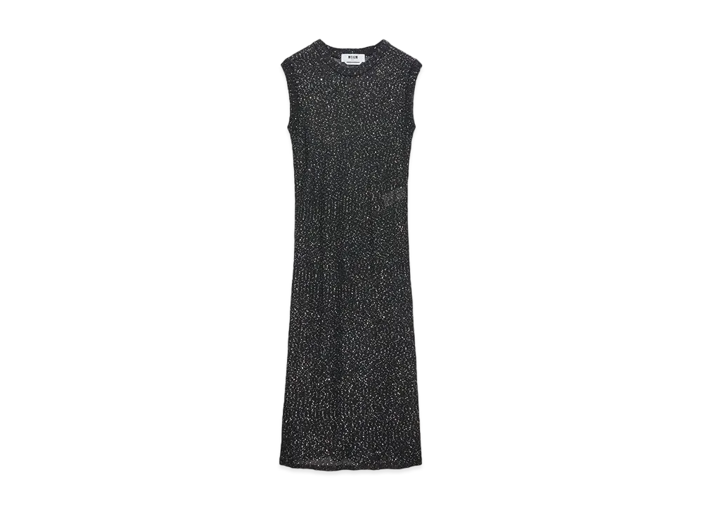 MSGM Glitter Knit Midi Dress "Black"