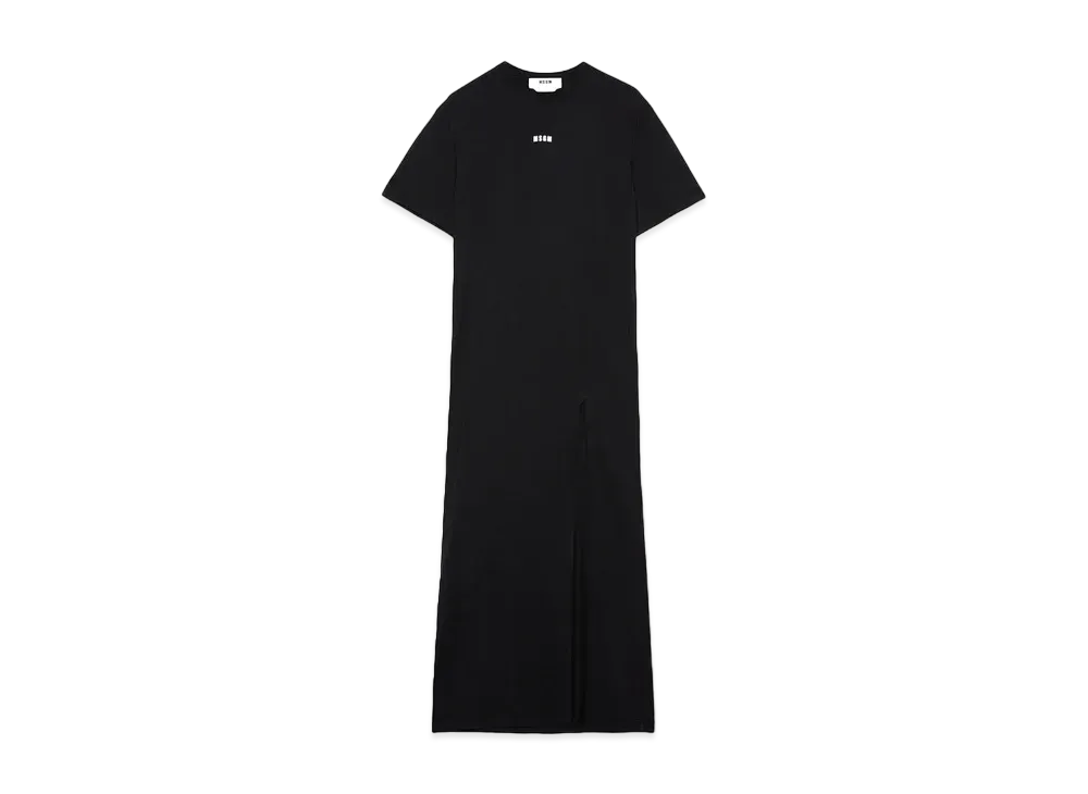 MSGM Long Jersey T-Shirt Dress With Micro Logo "Black"