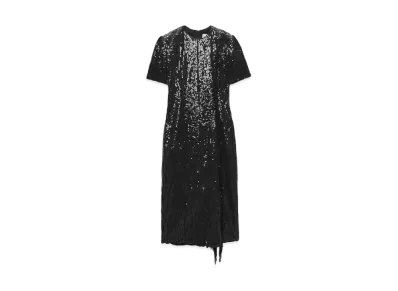 MSGM Sequined Midi Dress With Fringe "Black"
