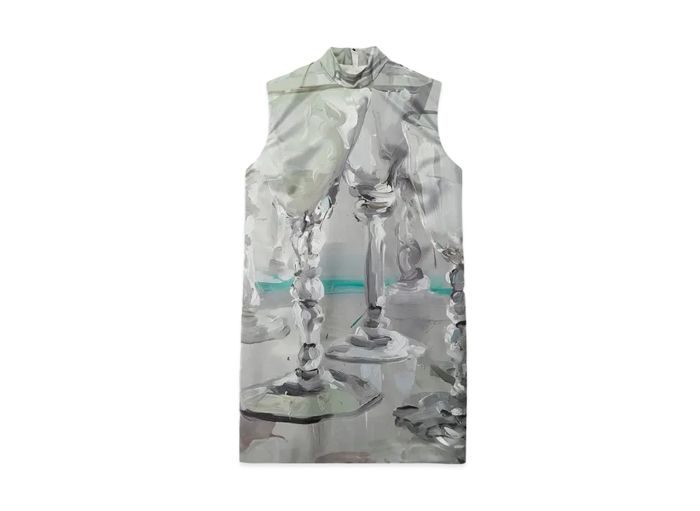 MSGM Short Dress With Glasses Print "Gray"