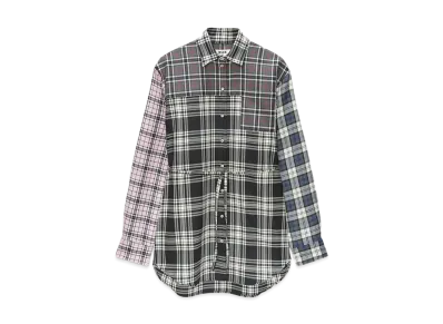 MSGM Tartan Wool Shirt Dress "Black"