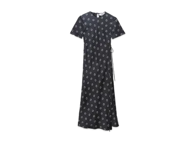 MSGM Viscose Print Midi Dress "Black"