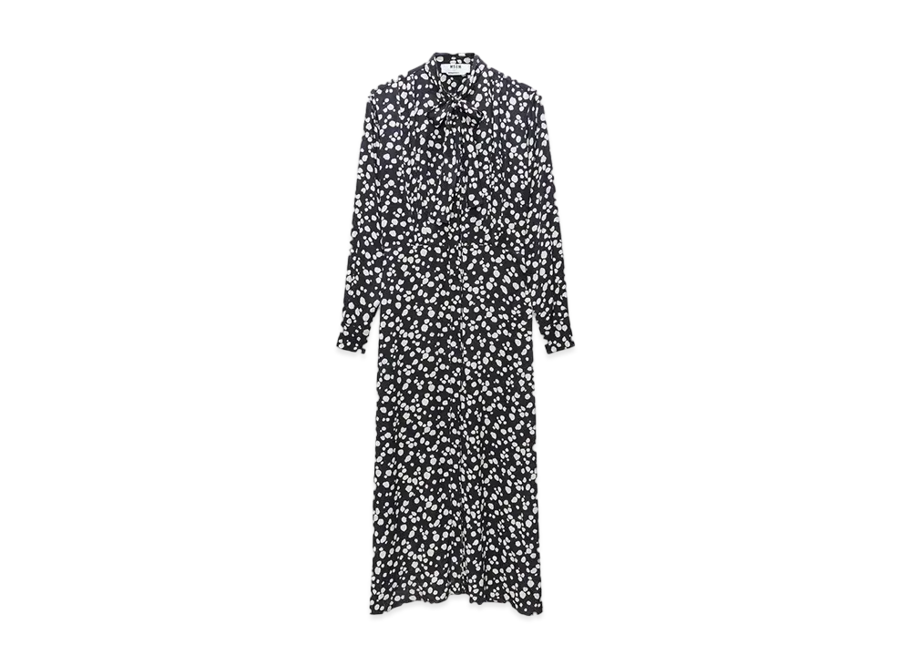 MSGM Viscose Print Shirt Dress "Black"