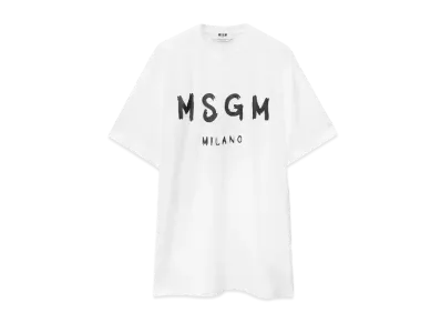 MSGM Short Sleeve Cotton Dress "White"