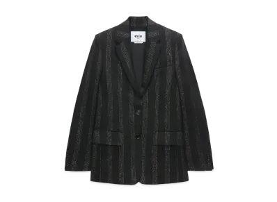 MSGM Lurex Pinstripe Tailored Jacket "Black"