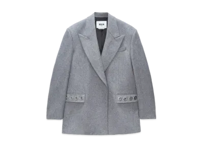 MSGM Structured Wool Jacket With Studs "Gray"