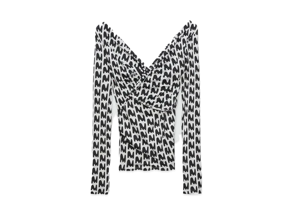 MSGM TheMwave Stretch Fabric Draped Shirt "Black"