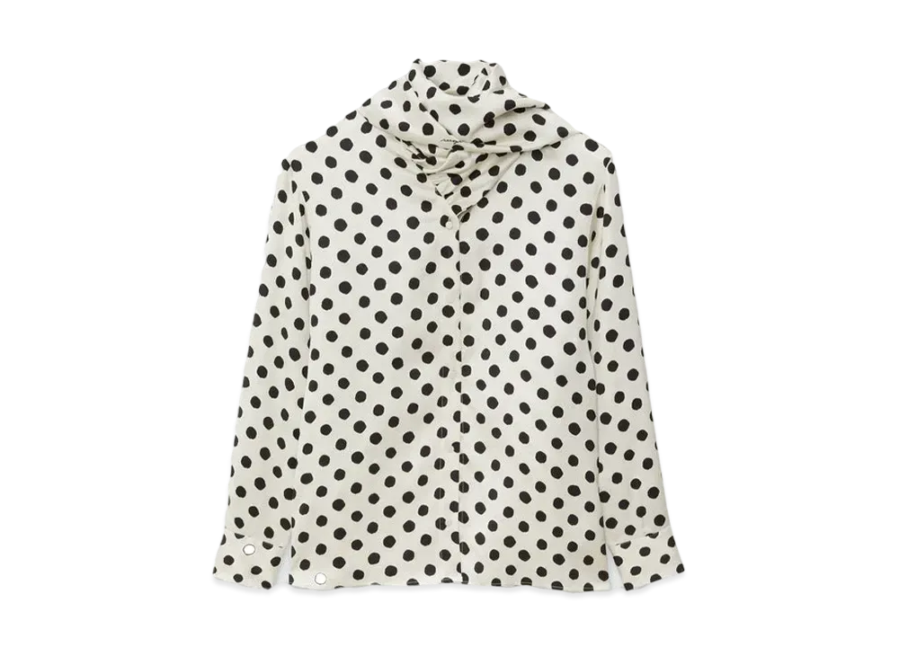 MSGM Blended Silk Shirt With Scarf Collar "White"