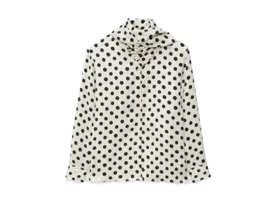 MSGM Blended Silk Shirt With Scarf Collar "White"